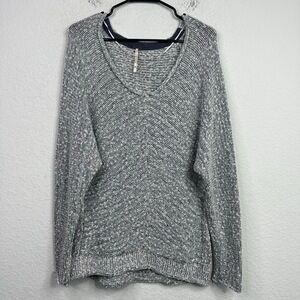 Free People Sweater Womens XS Black White Textured Casual Boho Hippie Lounge‎